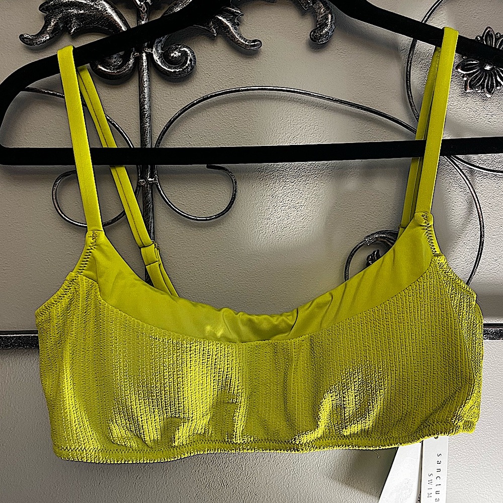 SANCTUARY SANDBAR SOLIDS SEAMED BRALETTE BIKINI TOP size Large